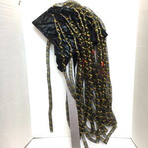Black Net Dreads with Gold Ribbon and Red Flashing Disco Rave Lights NWT NOS